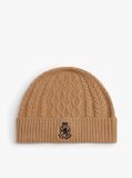 Brown TH Crest Cable Knit Beanie  Men
