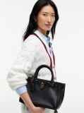 Black The American Icon Leather Crossbody Mini Tote Bag  Women