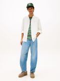 White Regular Fit Band Collar Linen Blend Shirt  Men