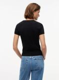 Black Crew Neck Flag Embroidered T-Shirt  Women