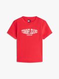 Κόκκινο T-Shirt Ribbed Σε Στενή Γραμμή Με Σημαία  Γυναίκες