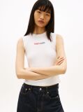 White Essential Logo Slim Ribbed Tank Top  Women