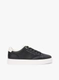 Black Leather Metallic Logo Cupsole Trainers  Women