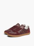 Red Leather Mixed Texture Enamel Flag Sneakers  Women