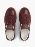 Red Leather Mixed Texture Enamel Flag Sneakers  Women