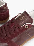 Red Leather Mixed Texture Enamel Flag Sneakers  Women