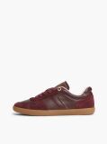 Red Leather Mixed Texture Enamel Flag Sneakers  Women