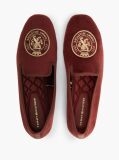 Red Crest Velour Loafer Slippers  Women