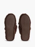 Brown Faux Fur Crossover Strap Slippers  Women