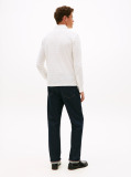 Beige Herringbone Jacquard Long Sleeve Polo Shirt  Men