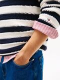 Multi Άνετο Ριγέ Πουλόβερ Crochet  Άνδρες