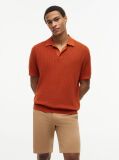 Orange Relaxed Fit Washed Structured Polo Shirt  Men