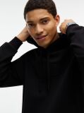 Black Logo Mixed Texture Twill Hoody  Men