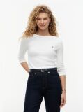 Άσπρο T-Shirt Σε Slim Γραμμή Με Boat Λαιμόκοψη  Γυναίκες