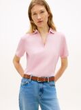 Pink Relaxed Fit Open Placket Pique Polo Shirt  Women