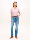 Pink Relaxed Fit Open Placket Pique Polo Shirt  Women