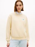 Beige Logo Embroidery Crew Neck Sweatshirt  Women
