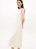 Beige Gold-Tone Button Sleeveless Midi Dress  Women