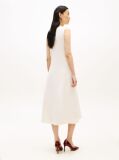 Beige Gold-Tone Button Sleeveless Midi Dress  Women