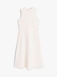 Beige Gold-Tone Button Sleeveless Midi Dress  Women