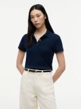 Blue Slim Fit Gold-Tone Button Polo Shirt  Women