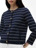 Blue Gold-Tone Button Boxy Cardigan  Women