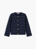 Blue Gold-Tone Button Boxy Cardigan  Women