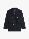 Μπλε Άνετο Blazer Με Διπλή Σειρά Κουμπιών Από Μάλλινο Μείγμα  Γυναίκες