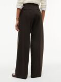 Brown Pleated Twill Wide Leg Trousers  Women