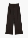 Brown Pleated Twill Wide Leg Trousers  Women