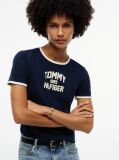 Μπλε Slim T-Shirt Με Varsity Λογότυπο  Γυναίκες