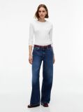 Μπεζ Slim Μακρυμάνικο T-Shirt Με Κλασική Λαιμόκοψη  Γυναίκες