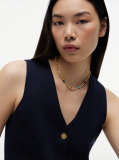 Gold Gold-Plated Semi-Precious Bead Necklace  Women
