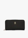 Black Large Textured Monogram Wallet  Women