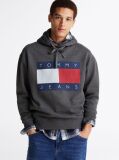 Grey Tommy Flag Badge Mélange Relaxed Hoody  Men