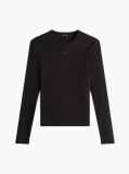 Μαύρο Μακρυμάνικο Ριμπ T-Shirt Σε Slim Γραμμή  Γυναίκες