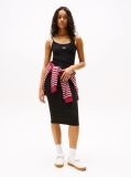 Black Ribbed Spaghetti Strap Bodycon Midi Dress  Women