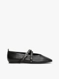 Black Leather Crossover Strap Mary Jane  Women