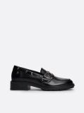Μαύρο Δερμάτινα Loafers Με Block Τακούνι Και Λεπτομέρεια Με Οπές  Γυναίκες