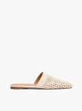 Beige Crochet TH Monogram Plaque Mules  Women