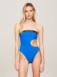 Blue Logo Cutout Bandeau One-Piece Swimsuit  Women