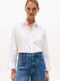 Άσπρο Oversized Πουκάμισο Από Ποπλίνα Με Ρυθμιζόμενες Μανσέτες  Γυναίκες