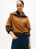 Χακί Interlock Fleece Πλεκτό Πουλόβερ Με Φερμουάρ  Γυναίκες