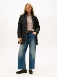 Black Faux Fur Hood Down Puffer Coat  Women