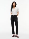 Black Wool Blend Slim Straight Leg Trousers  Women