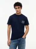 Blue Signature Logo Peached Jersey T-Shirt  Men