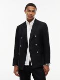 Μαύρο Smart Casual Λινό Blazer Σε Κανονική Γραμμή  Άνδρες