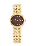 Brown Brown Dial Gold-Plated Stainless Steel Watch  Women