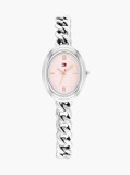 Pink Oval Dial Stainless Steel Bracelet Watch  Women