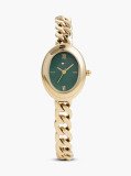 Green Green Oval Dial Gold-Plated Bracelet Watch  Women